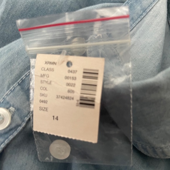 NEW Justice Bottom Down Denim Shirt with Embroidery on the back. - Picture 8 of 9